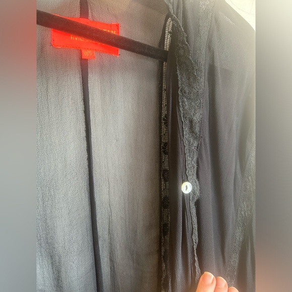 Free People x Muche Et Muchette Black Sheer Lace Fringe Kimono - Picture 4 of 10